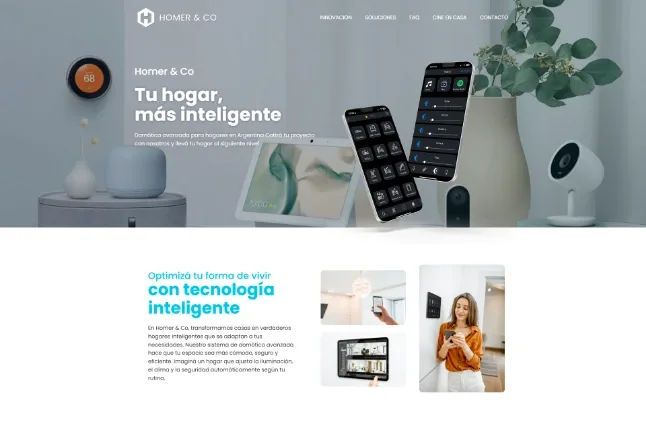 Landing de domótica de Homer & Co: Tu hogar, más inteligente