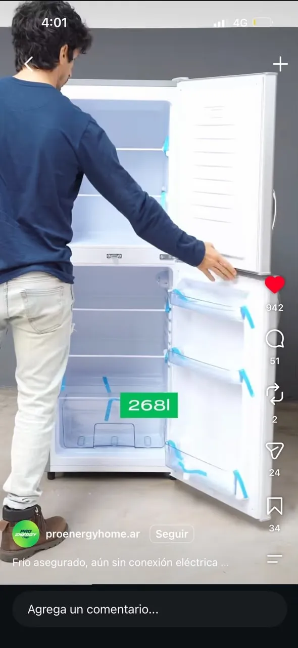 Reel de PRO ENERGY Home: heladera de 268 litros
