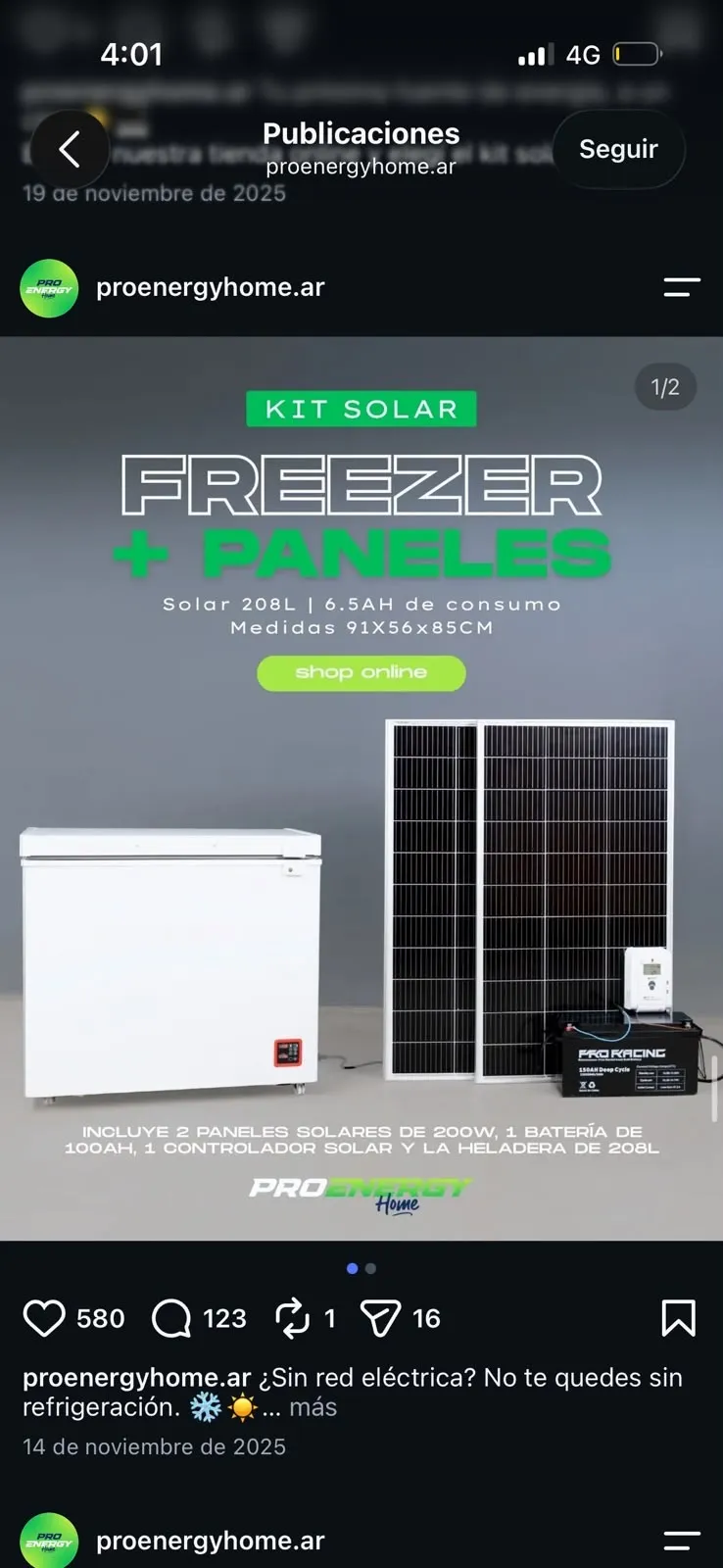 Carrusel de PRO ENERGY Home: Kit solar: freezer + paneles