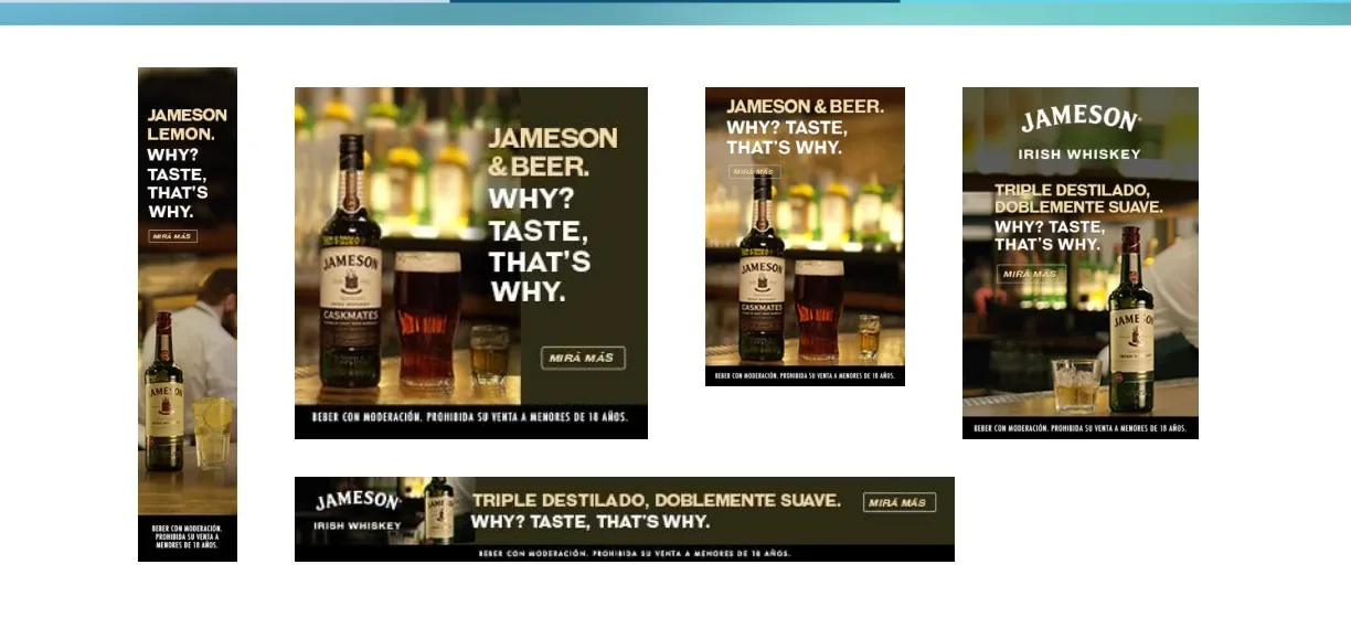 Banners display de Jameson en distintos formatos