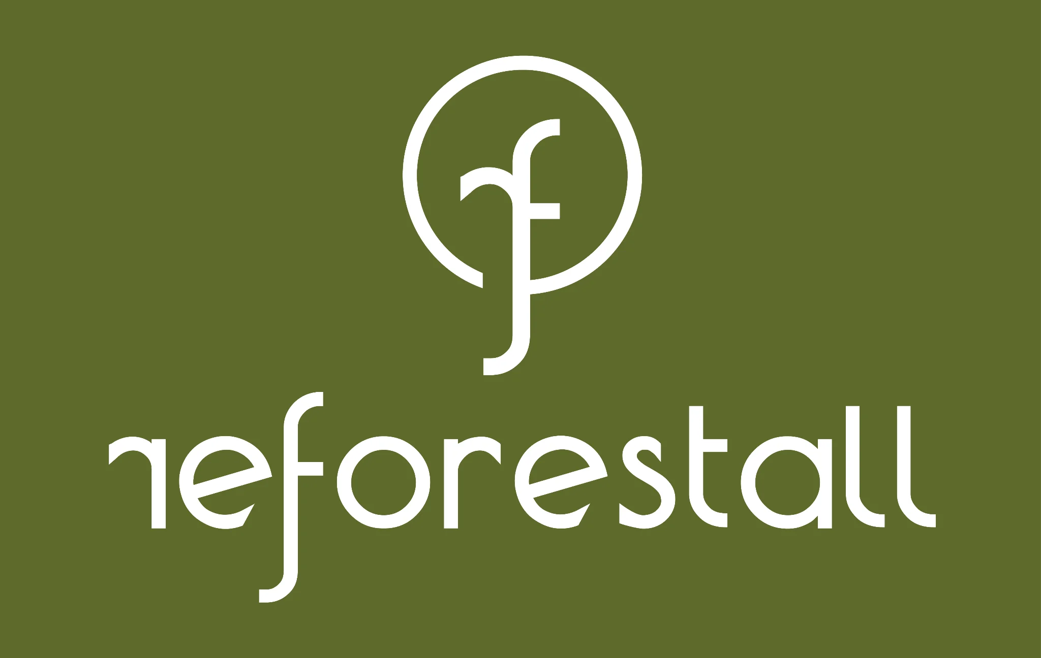 Logotipo de Reforestal en blanco sobre verde oliva